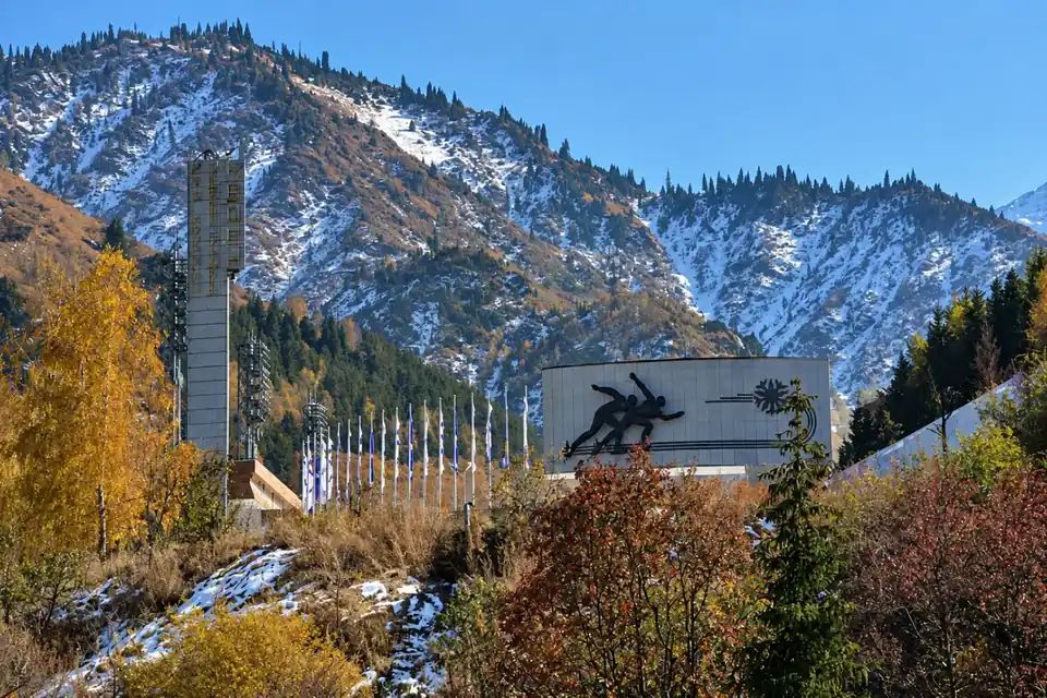 Medeu skating rink surrounded by mountains