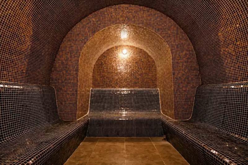 Tiled steam room interior at Samal Resort & SPA